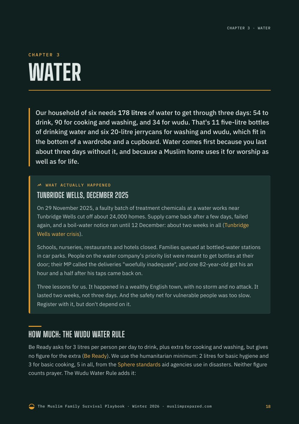 Chapter 3 opener: Water, with a real 2025 water outage case study